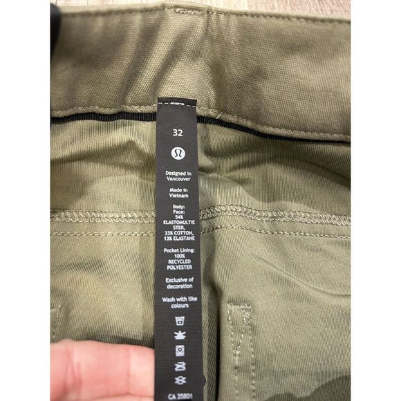 Lululemon ABC Slim-Fit 5 Pocket Pant 34"Utilitech Men’s Size 32 X 34 Green NWT - Picture 9 of 11